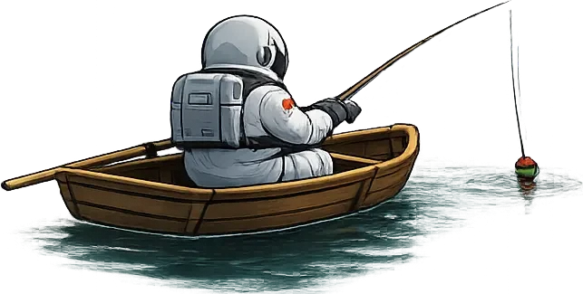 Astronau in
            einem Fischerboot