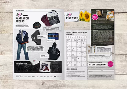 Innenseiten Prospekt für Anja's Lust auf Mode, Layout und Design by kws