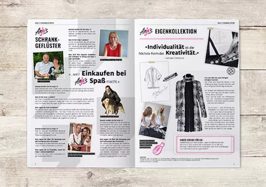 Innenseiten Prospekt für Anja's Lust auf Mode, Layout und Design by kws