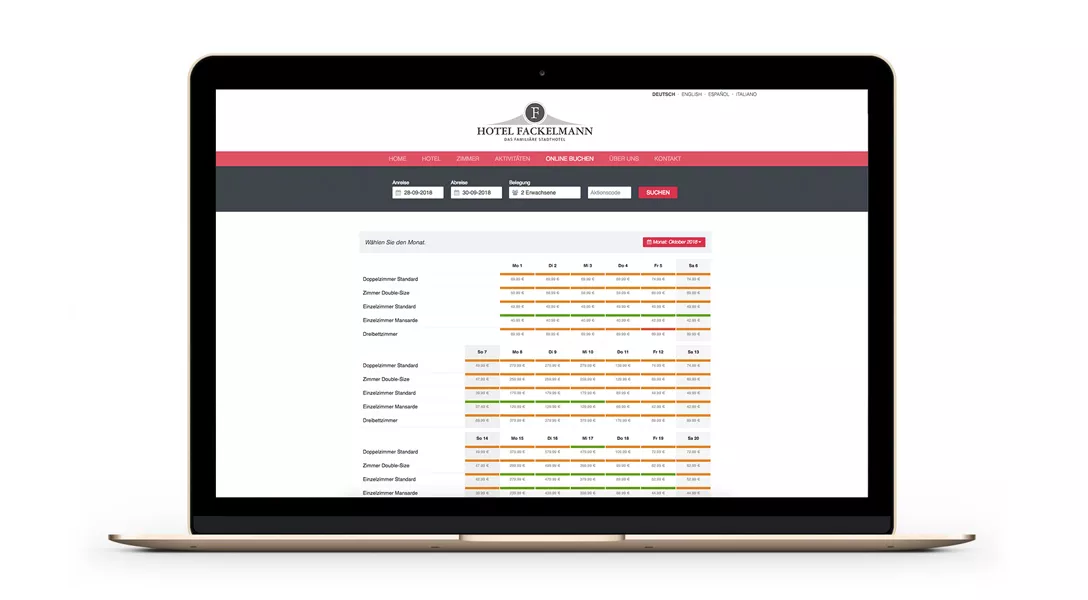 kws werbepartner - neue webseite mit buchungssystem fuer hotel