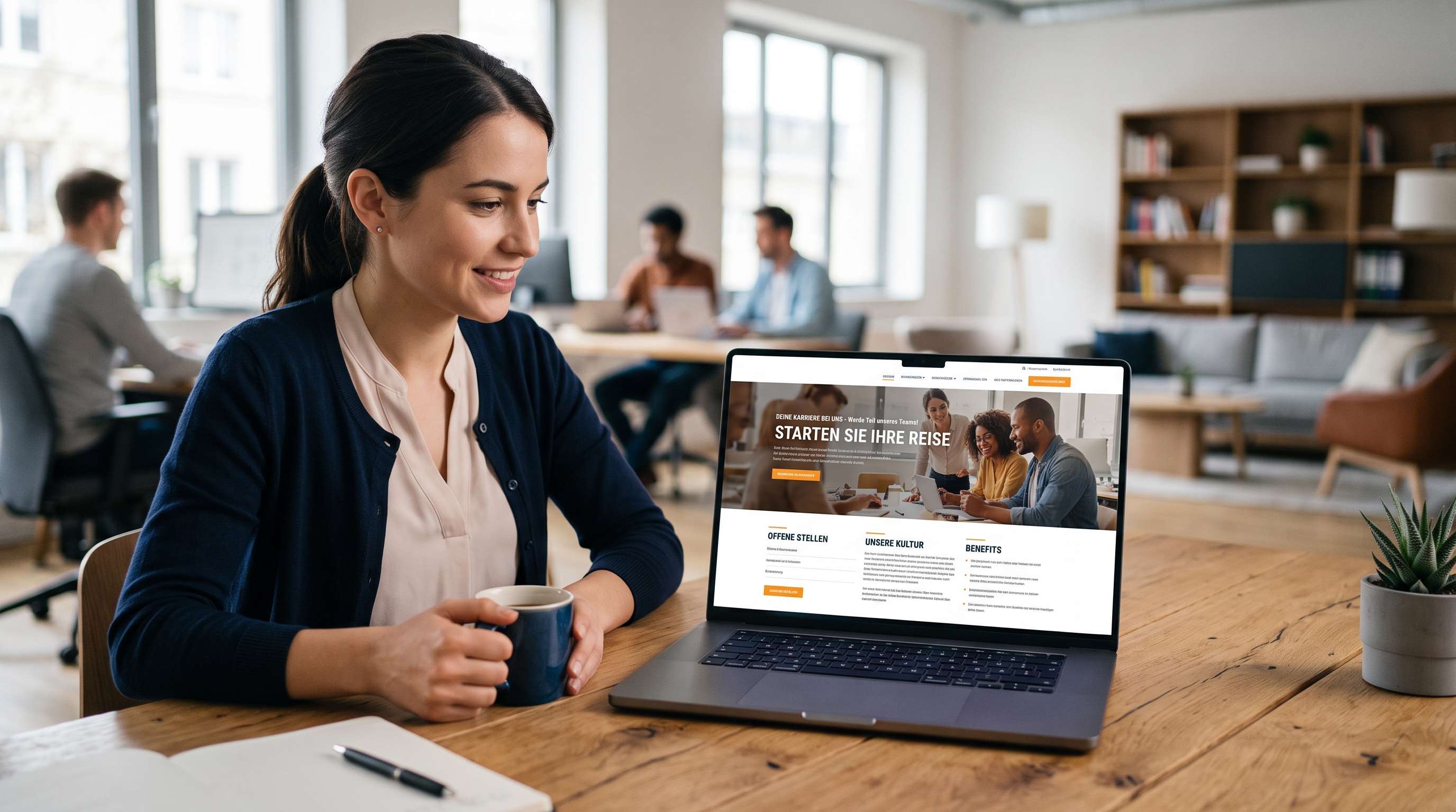 Einladende Karriereseite auf einem Laptop-Bildschirm